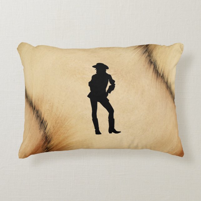 Cowgirl Cowhide Prydnadskudde (Framsidan)