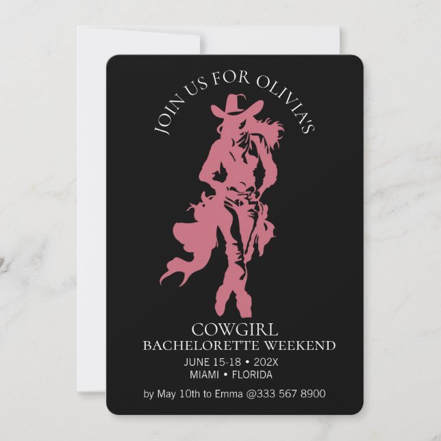 Cowgirl Crew Möhippa Bash Inbjudningar (Framsida)