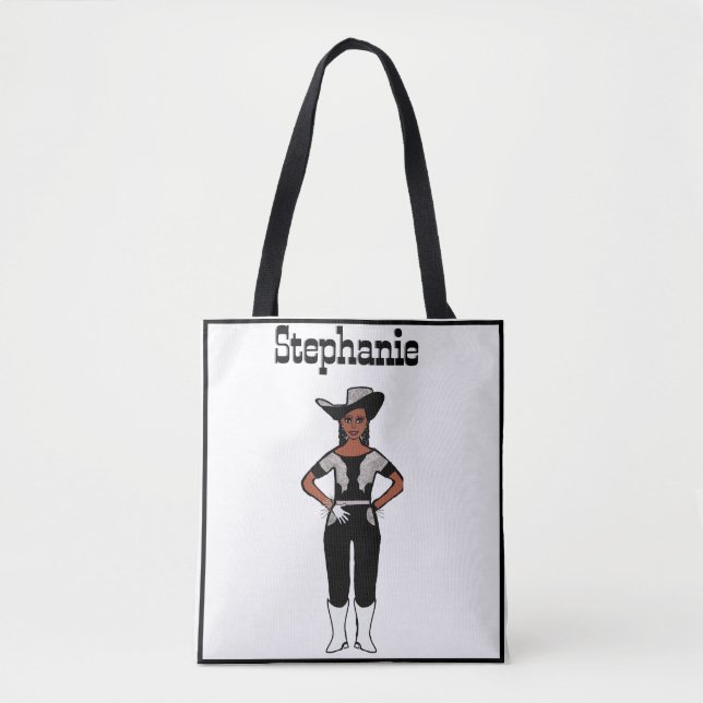 Cowgirl Dancer Tote Black Silver Fringe A Tygkasse (Framsida)