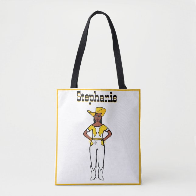 Cowgirl Dancer Tote White Gult Fringe A Tygkasse (Framsida)