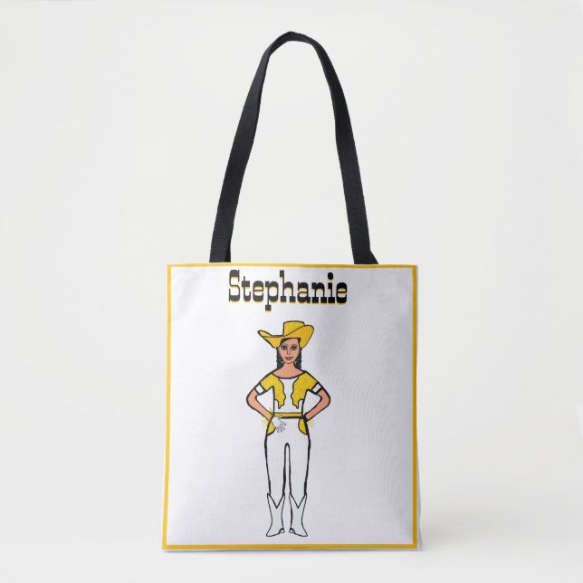 Cowgirl Dancer Tote White Gult Fringe B Tygkasse (Framsida)