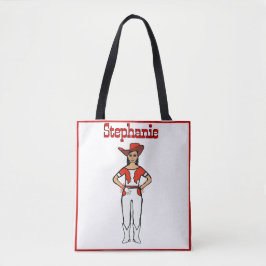 Cowgirl Dancer Tote White Red Fringe B Tygkasse