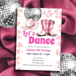 Cowgirl Disco 40:e födelsedag ROSA Dance-inbjudan Inbjudningar<br><div class="desc">Vuxen temat Disco Cowgirl westerna land party. Tillgänglig som digital nedladdningsutskrift. Underbar för vilken säsong som helst. Anpassningsbar,  personlig,  redigerbar nedladdning,  rhinestone rosa disco vuxen party</div>