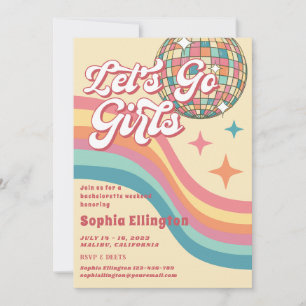 Cowgirl Disco 70's Retro Bachelorette Helg Inbjudningar