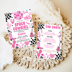Cowgirl Disco Bachelorette Helg Itinerary Inbjudningar