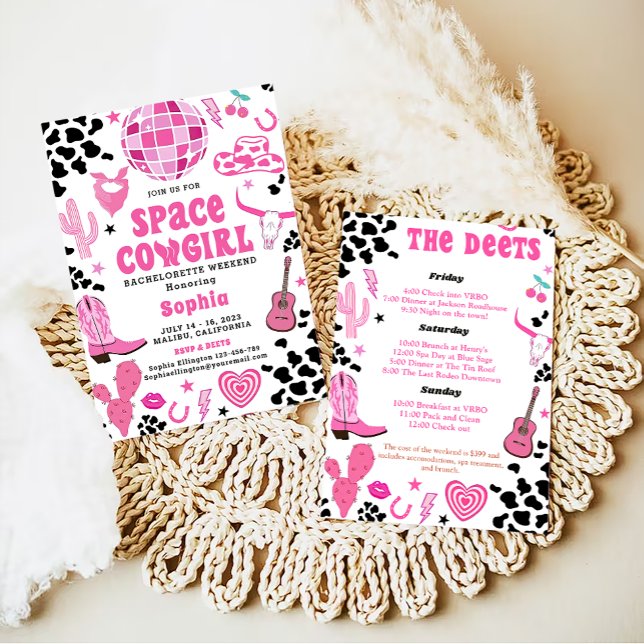 Cowgirl Disco Bachelorette Helg Itinerary Inbjudningar (Skapare uppladdad)