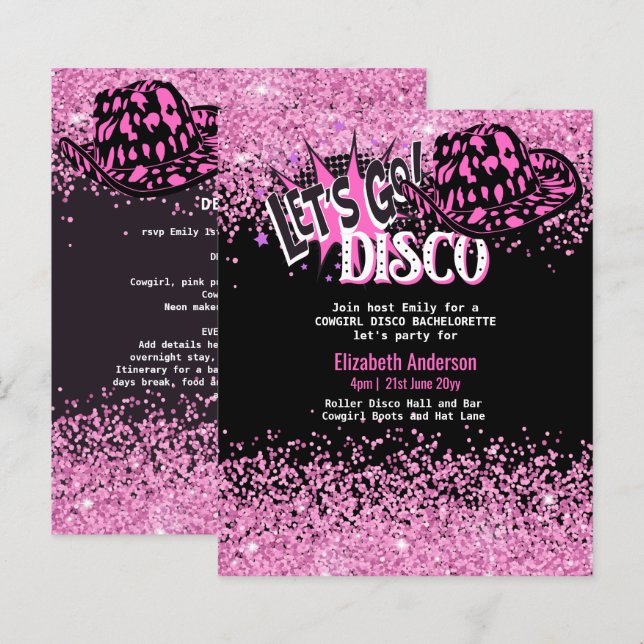 Cowgirl Disco Bachelorette Lets Go Last Ride Rodeo (Fram/baksida)