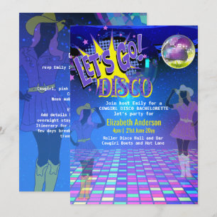 Cowgirl Disco Bachelorette Lets Go Last Ride Rodeo Inbjudningar