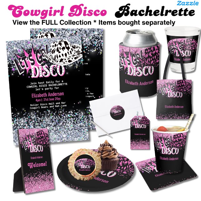 Cowgirl Disco Bachelorette Lets Go Last Ride Rodeo Inbjudningar (Skapare uppladdad)