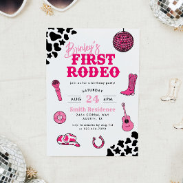 Cowgirl Disco First Rodeo Birthday-inbjudan Inbjudningar