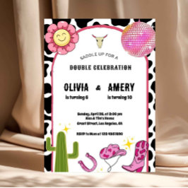 Cowgirl Disco Gemensam Födelsedagsinbjudan Inbjudningar