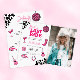 Cowgirl Disco Last Ride Bachelorette Helg Invit Inbjudningar