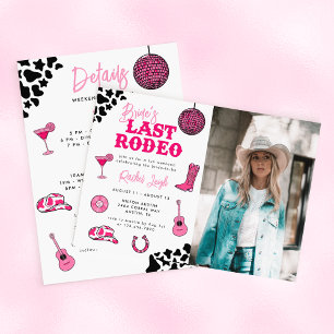 Cowgirl Disco Last Rodeo Bachelorette Helg Invi Inbjudningar