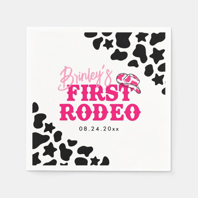 Cowgirl Disco Rosa First Rodeo Pappersservett (Framsidan)
