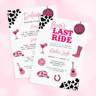 Cowgirl Disco Sista Ritten Sängkammarparty Inbjuda Inbjudningar