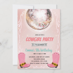 Cowgirl disco-temaparty-inbjudan inbjudningar