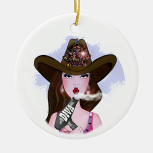 COWGIRL Diva "Hair Stylist" Keramic Ornament