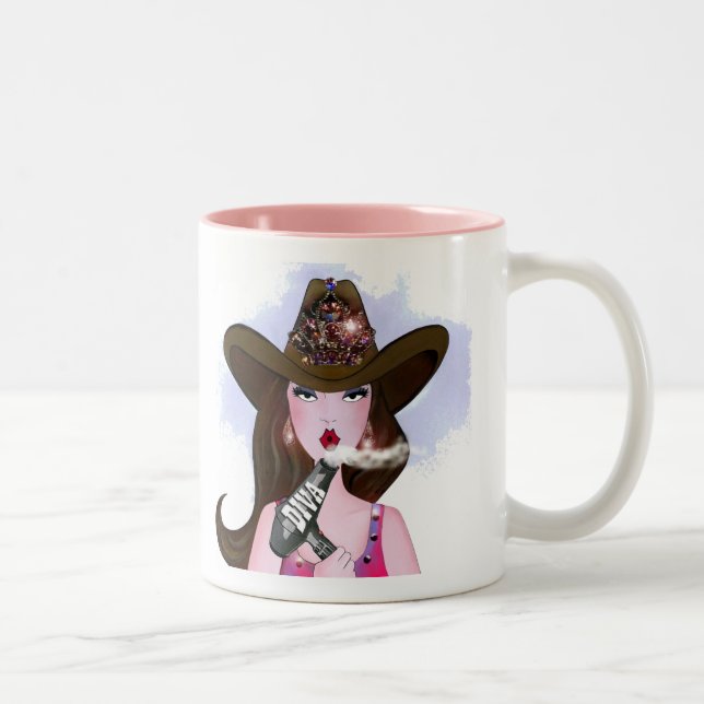 "Cowgirl Diva Hair Stylist " Two-Tone Coffee Mugg (Höger)