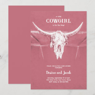 Cowgirl Dusty Pink Western Country Baby Shower Inbjudningar