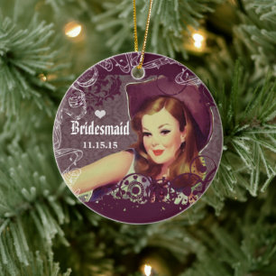 Cowgirl Eggplant Bridesmaid jul Ornament