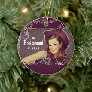 Cowgirl Eggplant Bridesmaid jul Ornament