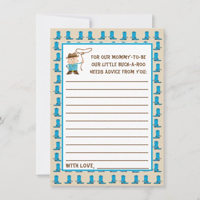 Cowgirl eller Cowboy Gender Reveal Advice Card Inbjudningar (Framsida)