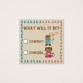 Cowgirl eller Cowboy Gender Reveal Ballot Fyrkantigt Visitkort
