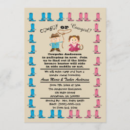 Cowgirl eller Cowboy Gender Reveal Party-inbjudan Inbjudningar