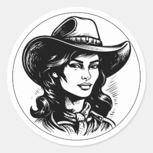 Cowgirl Estetisk Rund Klistermärke