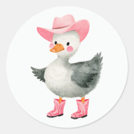 Cowgirl Fånig Goose Pastel Rosa Cute Western Runt Klistermärke