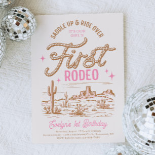 Cowgirl First Birthday-inbjudan Inbjudningar