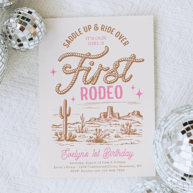 Cowgirl First Birthday-inbjudan Inbjudningar (Skapare uppladdad)