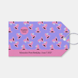 Cowgirl First Birthday Presentetikett