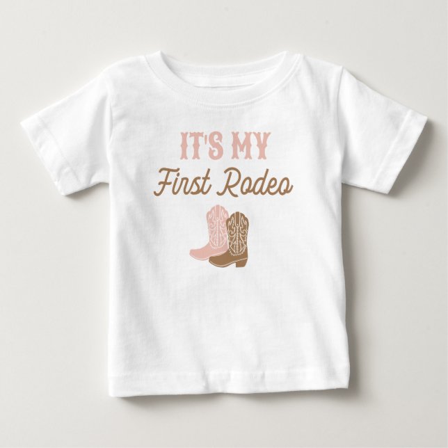Cowgirl First Rodeo Birthday T Shirt (Framsida)