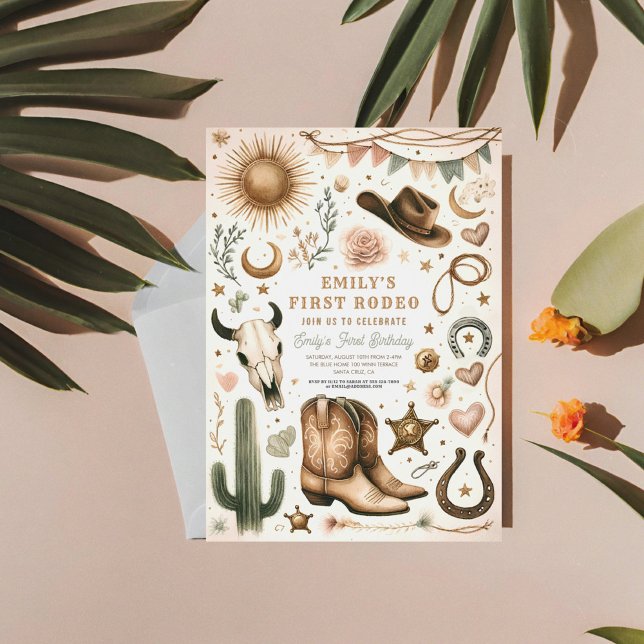 Cowgirl First Rodeo Första födelsedagen 1:a Inbjudningar (Skapare uppladdad)