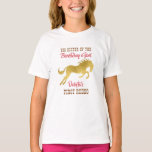 Cowgirl first rodeo gold horse birthday matching t shirt<br><div class="desc">Cowgirl first rodeo pink and gold horse birthday matching t-shirt for family photoshoot. Golden horse,  western script.</div>