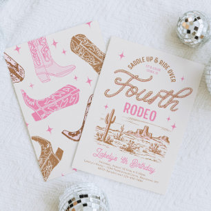 Cowgirl Fjärde rodeo Birthday-inbjudan Inbjudningar