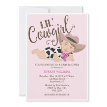 Cowgirl Flicka Shower-inbjudan Brunette Brown