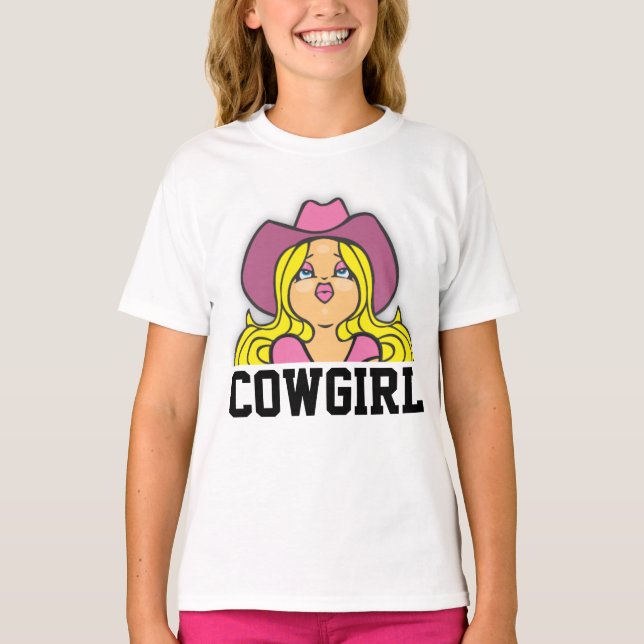 COWGIRL Flickor Dam T-Shirts (Framsida)