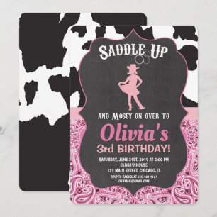 Cowgirl-födelsedagsinbjudan bandana coprint inbjudningar