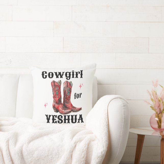 "Cowgirl for Yeshua" Throw Pillow Kudde (Soffa)