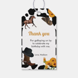 Cowgirl, första rodeo-födelsedag tack presentetikett