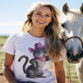 Cowgirl-Funny Cat T Shirt