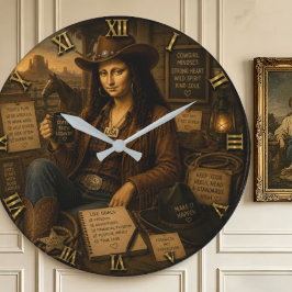 Cowgirl Funny Mona Lisa Western Country Gift Stor Klocka