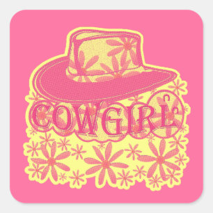 Cowgirl! Fyrkantigt Klistermärke