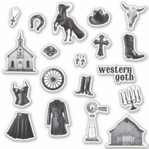 Cowgirl Goth Westerna Goth Journal Stickers Klistermärken