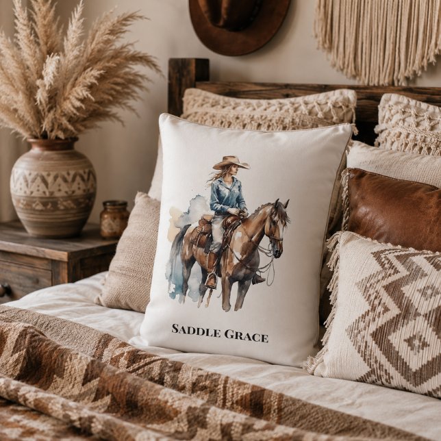 Cowgirl Grace Western Rumsaccent Lumbarkudde (Skapare uppladdad)