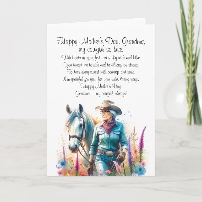 Cowgirl Grandma Tack Kort (Framsida)