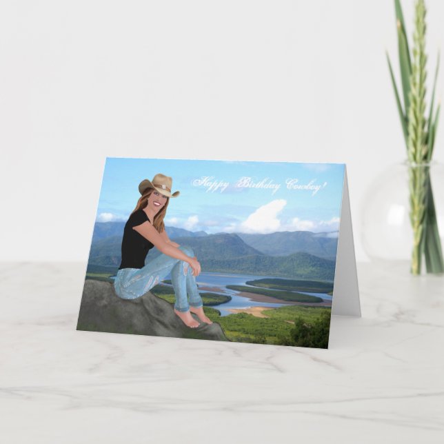 Cowgirl - Grattis på födelsedagen Cowboy - Card Kort (Framsida)