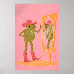 Cowgirl Groda Affisch, Rosa Västerländsk Konsttryc Poster